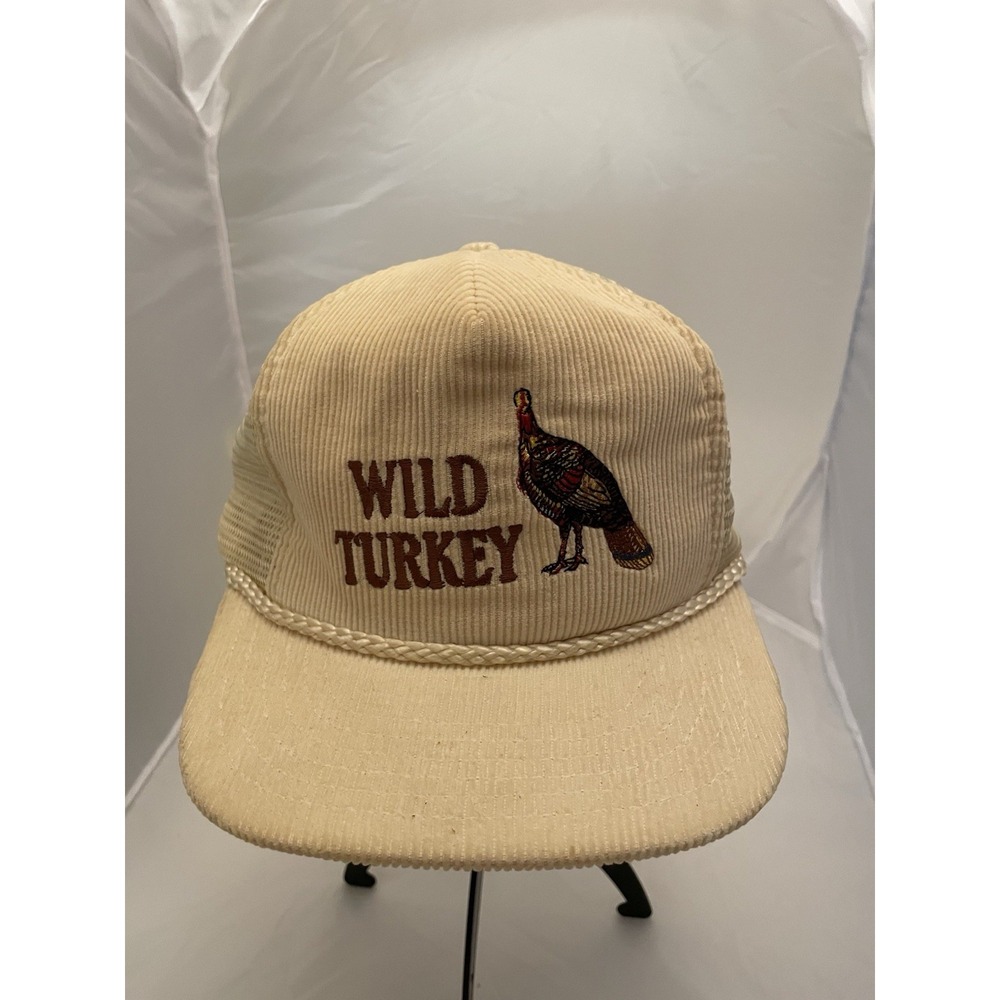 Vintage Wild Turkey Bourbon Whiskey SnapBack Beige Corduroy Trucker Hat